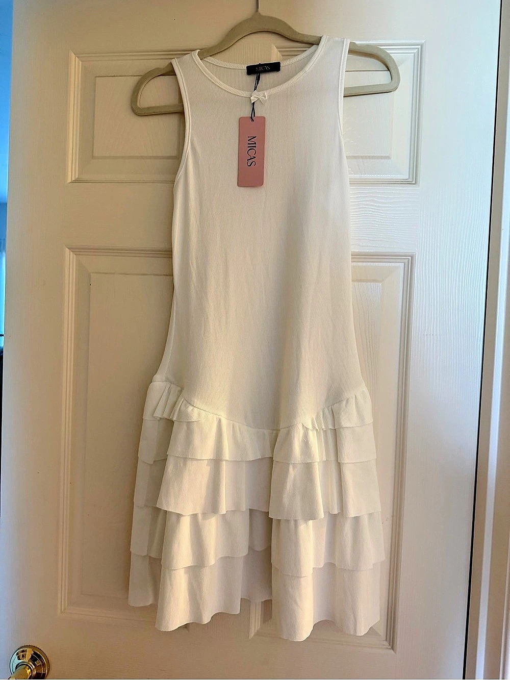MICAS Tiered Mini Dress in White